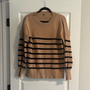 Tan and Black Striped Sweater